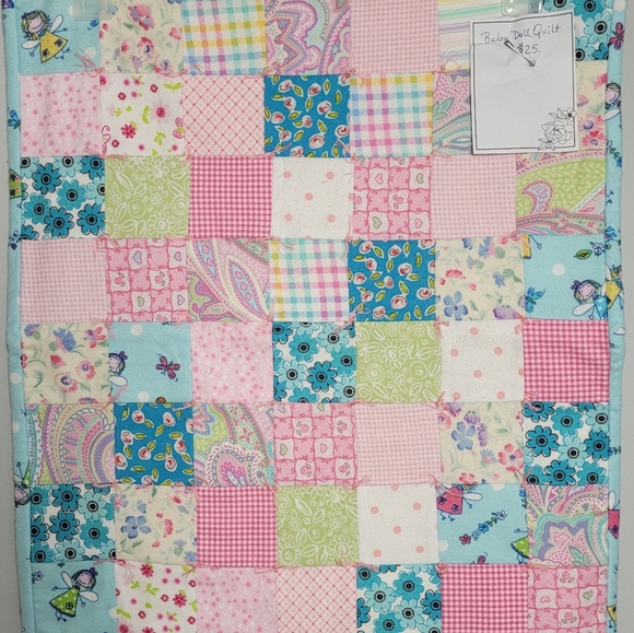 BABY DOLL Patchwork Quilt for 18 Inch Doll Handcrafted Soft Warm Heirloom Qualit - Picture 7 of 8